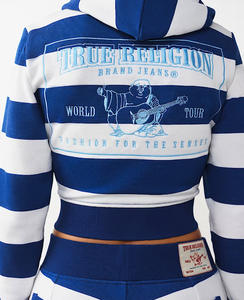 Ensembles rayés pour femmes 2026 – Ensemble deux pièces avec sweat à capuche zippé et mini-short à motif tatouage Bouddha – Vêtements pour femmes - Product Image 4