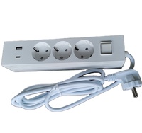 Prise industrielle EU personnalisable en usine, 3 prises AC USB (type C PD) à charge rapide, rallonge électrique ignifuge en PC