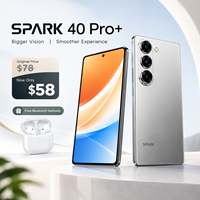 Smartphone Android haute performance SPARK 40 Pro+ 1.5K 144Hz 3D AMOLED Processeur Helio G200 Appareil photo 50MP 16 Go de RAM 256 Go de ROM 45W18