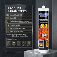 Scellant ignifuge inorganique sans silicone 9.1, résistant aux hautes températures 1280°C, adhésif d'étanchéité industriel de qualité supérieure, retardateur de flamme pour