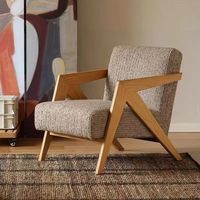Fauteuil lounge Richard en bois massif nordique, fauteuil simple de designer rétro pour salon, balcon, hôtel, maison d'hôtes et café