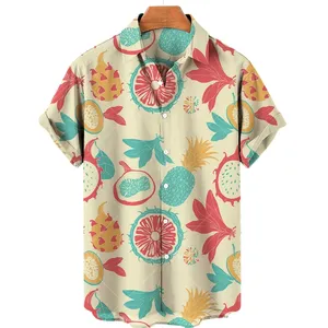 Rahat meyve baskı Hawaiian Resort gömlek sahil tarzı erkek kısa kollu yaz yeni sıcak satış vintage op 5xl moda