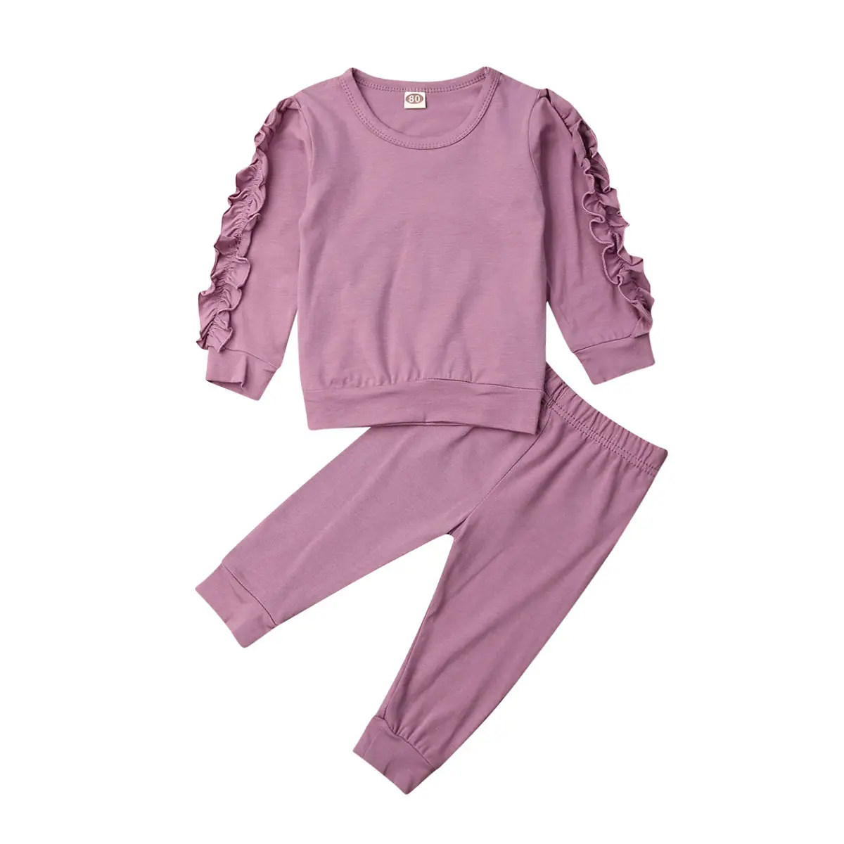 Neugeborene Herbst Winter Kleidung Baby Mädchen Rüschen Langarm T-Shirt Hosen 2Pcs Outfits Schlaf Kleidung Set