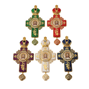 ZD027 <span class=keywords><strong>Collier</strong></span> Croix Pectorale Orthodoxe Européenne de Haute Qualité en Émail Blanc <span class=keywords><strong>avec</strong></span> <span class=keywords><strong>Image</strong></span> du Sauveur, Cadeau Spirituel d'Église - Product Image 2