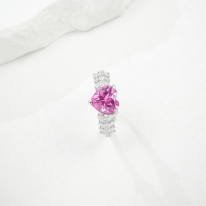 Anillo de Plata de Ley S925 con Zafiro Padparadscha Creado en Laboratorio - Product Image 4
