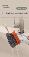 Brosse de nettoyage à pression manuelle pour évier, brosse magique anti-déversement pour casseroles, à poils souples et durs, pour vaisselle, planches à découper et nettoyage de cuisine, vente en gros