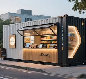 <span class=keywords><strong>Casa</strong></span> Modular Contemporánea Personalizada para Exteriores, Contenedor <span class=keywords><strong>Comercial</strong></span>, Tienda Móvil para Café y Comida, Cabina <span class=keywords><strong>de</strong></span> Acero <span class=keywords><strong>con</strong></span> Cocina - Product Image 4