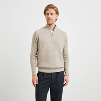 Pull-over décontracté personnalisé pour homme, en coton tricoté, avec fermeture éclair sport, col zippé quart de tour