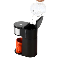 Machine à café domestique 2-en-1 à dose unique pour capsules K-Cup, mini-machine électrique de 6 à 14 oz, noire, avec moulin à café intégré pour une tasse