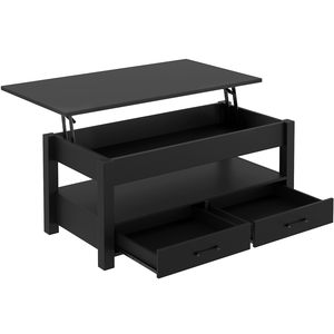 Table basse relevable moderne SENYU avec tiroirs de rangement et étagère ouverte, plateau en bois, meubles de salon - Product Image 1