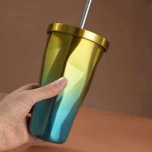 Wholesale Custom 500ml 304 Inside 201 Outside Food Grade Pp Material Tumbler Cups Acrylic Cups With Lids and <b>Straws</b> - Product Image 2