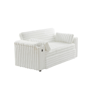 Modern White Sectional Loveseat Sleeper <b>Sofa</b> with <b>Storage</b> Armrest & USB Port Engineered Wood Frame <b>Sofa</b> <b>Bed</b> - Product Image 6