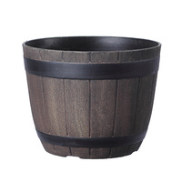 Pot de fleurs en résine épaissie de style nordique, imitation tonneau de vin extra-large, avec trous de drainage - Résistant à la corrosion et durable