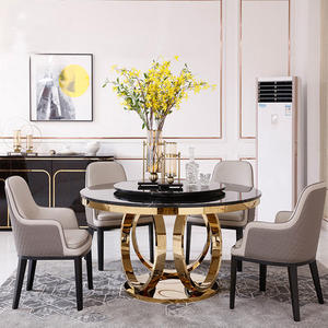 Karois — <span class=keywords><strong>table</strong></span> à manger <span class=keywords><strong>ronde</strong></span> en marbre, de style luxe et moderne, avec pieds en métal, tables de cuisine, salle à manger - Product Image 5