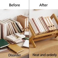 Support de Livres en Bois Incliné pour Bureau, Organisateur de Magazines Portable, Rangement de Livres pour Bureau et Table d'Étude