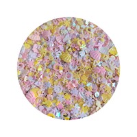 Campuran Payet Kuku Putih Pink Kuning untuk Kerajinan Tumbler, Glitter Bintang Hati Cangkang Bunga, Payet Paillettes, DIY Manikur Seni Kuku