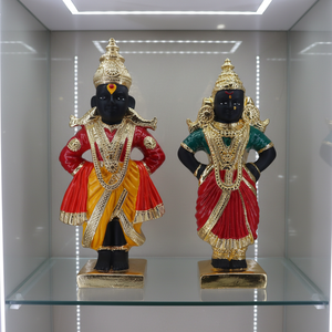 Élégante statue de Lord Vishnu et Lakshmi – Murti en métal pour temple domestique, cadeau spirituel, sculpture de dieu hindou - Product Image 2