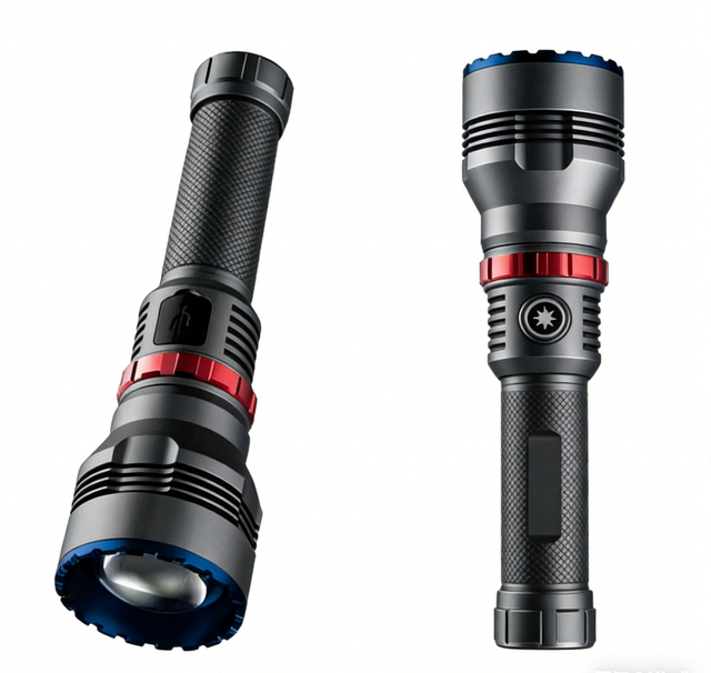 Zoomable High Lumens LED Flashlight Waterproof Torch Outdoor Emergency Flashlight Rechargeable 3.7V 4000mAh