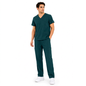 Women and Man V-Neck Medical Nursing <b>Scrubs</b> Uniform <b>Set</b> With Straight Leg Pants Medical <b>Scrubs</b> Top and Pants Multi Pocket Top - Product Image 1