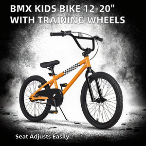 Vélo pour enfants style <span class=keywords><strong>BMX</strong></span> 12-16 pouces avec roues d'apprentissage, béquille 20'', selle réglable, cadre en acier au carbone, frein à rétropédalage, pour garçons de 2 à 14 ans - Product Image 2
