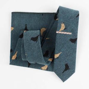 Mode Schattige Katoenen Bedrukte Stropdas Zakdoek Trekstang Clip Geschenkdoos Set Voor Mannen - Product Image 1