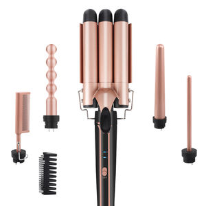 Bigoudi professionnel 5 en 1 en céramique vague 3 baril Fer a Friser Boucler 2 1 fer <span class=keywords><strong>à</strong></span> lisser les <span class=keywords><strong>cheveux</strong></span> fer <span class=keywords><strong>à</strong></span> friser conception rotative - Product Image 2