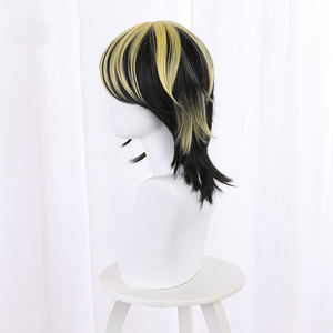 Peluca de Cosplay de Hanemiya Kazutora de Tokyo Revengers, Ainizi, 40 cm, Cabello Largo Negro con Mechas Amarillas - Product Image 4