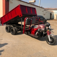 Tricycle de transport lourd à 9 roues, refroidi par eau, 400 cm³, double essieu arrière, capacité de charge de 2500 kg, commande manuelle, benne à benzinage