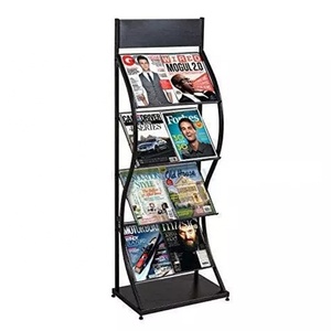 <span class=keywords><strong>Présentoir</strong></span> métallique multi-niveaux sur pied pour livres, magazines, catalogues, affiches et brochures – Design moderne et personnalisé pour bibliothèques et librairies - Product Image 1
