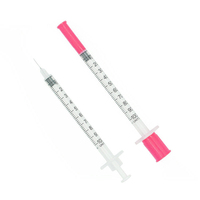HN Disposable Medical Insulin Syringe dengan Jarum 0.5ml 30G X 8mm Tutup Merah Muda Jarum Kelas II Alat Medis Bersertifikat