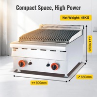 Grill à gaz en acier inoxydable OUTE Heavy Duty Lava Rock, charbroiler de comptoir 55200 BTU à double brûleur pour restaurant et barbecue