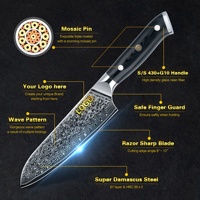 Noir G10 Mosaïque Pin Poignée Professionnel 7 pouces Couteaux en acier Damas 67 couches couteau santoku japonais avec noyau vg10