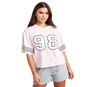 Best Selling Women's Oversized Varsity <b>T</b> <b>Shirt</b> Cotton Blend Casual Sports Tee Custom Logo Graphic Print XS-5XL OEM Manufacturer - Product Image 1