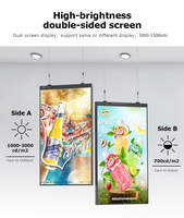Pantalla Publicitaria Colgante de Doble Cara para Interiores AOOWHAO OEM ODM 4K Ultra HD de 2500nits, Señalización Digital para Centros Comerciales/Restaurantes