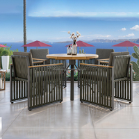 Ensemble de Salle à Manger d'Extérieur Populaire Américain 8 Places avec Cadre en Aluminium, Table et Chaises pour Jardin, Meubles en Métal, Table Rectangulaire