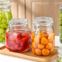 Bocaux de conservation en verre à couvercle basculant, hermétiques et étanches, idéaux pour la fermentation, la mise en conserve, la marinade et l'organisation des aliments dans le garde-manger