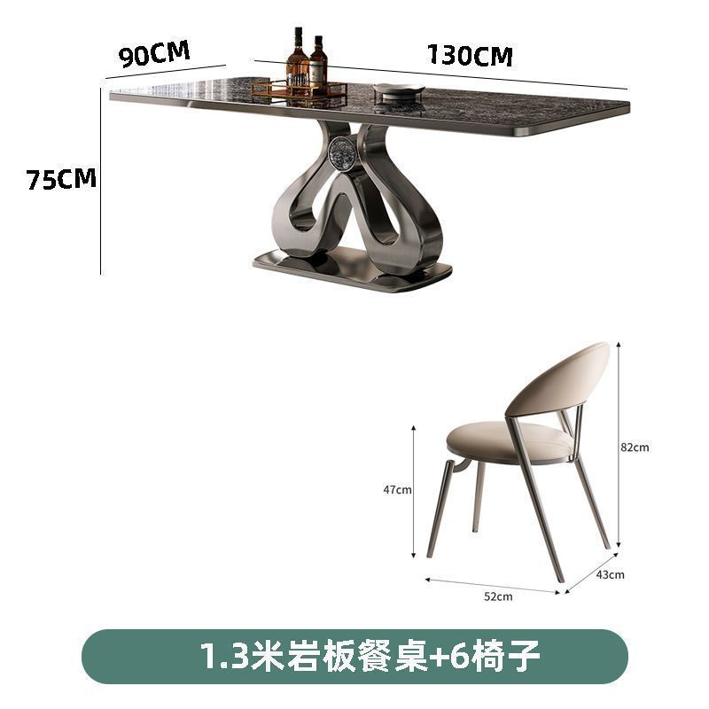 Table à manger en dalle de pierre de 1,3 mètre avec 6 chaises