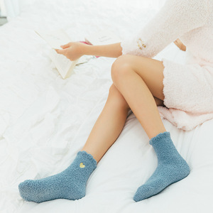 <strong>Wholesale</strong> Winter Thicken Cozy Fluffy Thermal Woman Stockings Cute Embroidery Love Heart <strong>Fuzzy</strong> Warm Women Floor <strong>Socks</strong> - Product Image 3