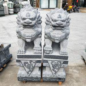 Çin tarzı doğal taş büyük Foo köpek pekin aslan heykeli ve taş aslan promosyon heykel yüksek 100cm - Product Image 2