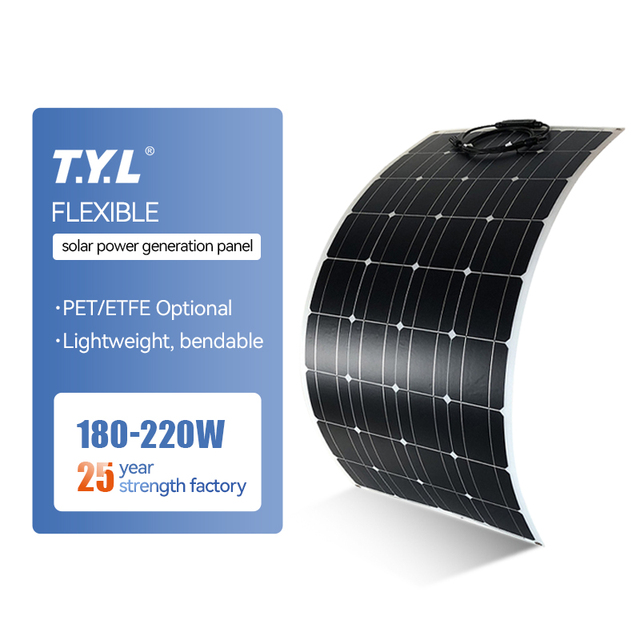 Wholesale Price Solar Panels 180W 200W Monocrystalline Flexible Solar Panel Suitable for Home, Travel, RV, Tent