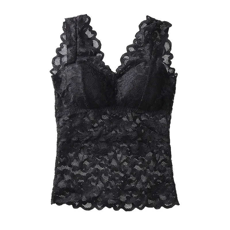 1938 Long Sling Lace Vest Women's Plus Large Size Thin Bra with Chest Pad Without Steel Rings Tube Top Underwear