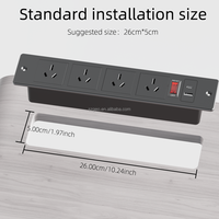 Multiprise encastrable pour meuble avec 4 ports AC, USB-A et USB-C, prise de bureau encastrée avec interrupteur