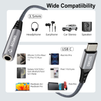 Adaptateur audio USB-C vers 3,5 mm SOTAKO avec puce DAC intégrée, convertisseur casque Type-C, protection OTP, son HiFi pour téléphone portable et ordinateur portable