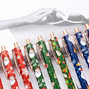 Cute Christmas Press <b>Pen</b> - Festive Holiday <b>Gift</b>, Cartoon Design, Bulk Promotional <b>Pens</b> for Holiday Giveaways - Product Image 3