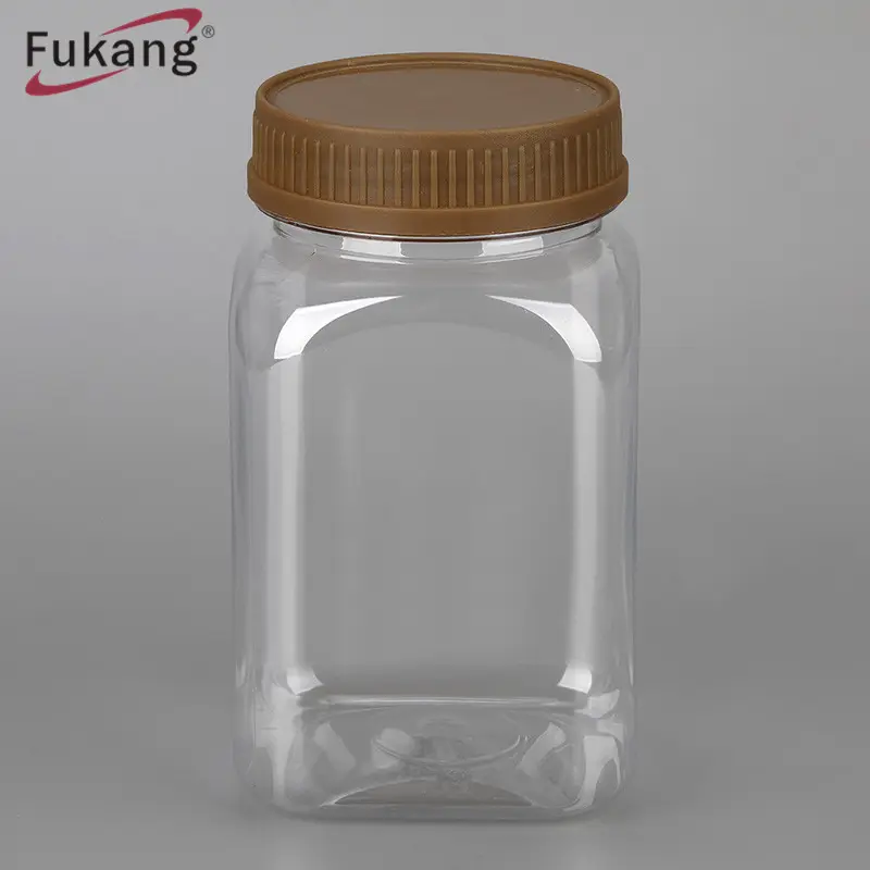 350ml 사각 투명 플라스틱 식품 병, 뚜껑이있는 플라스틱 병