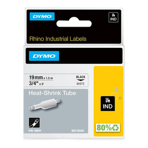 Rubans d'impression <span class=keywords><strong>pour</strong></span> <span class=keywords><strong>étiqueteuse</strong></span> industrielle <span class=keywords><strong>DYMO</strong></span> Rhino, tubes de 3/4 po, impression blanc/noir, tubes thermorétractables industriels, <span class=keywords><strong>ruban</strong></span> adhésif <span class=keywords><strong>pour</strong></span> étiquettes - Product Image 1