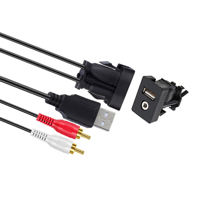 Copper Conductor RCA USB Extension Cable for Toyota Camry and RAV4 Vehicle-mounted Electrical Equipment Accessory