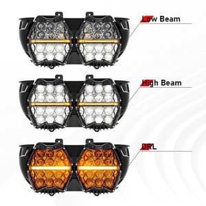 Phare LED certifié E24 avec clignotant ambre et feux de jour (DRL) compatible Harley Road Glide 2015-2023 - Product Image 4