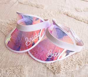 Chapeau de soleil laser coloré pour mariage, chapeau de demoiselle d'honneur, casquette de plage, protection UV extérieure, visière de enterrement de vie de jeune fille - Product Image 3
