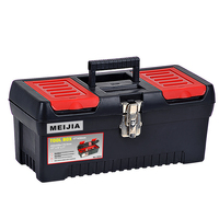 Boîte à outils portable en plastique MJ3033 de 17 pouces avec plateau amovible, double couvercle, boîte de rangement robuste pour outils à main, pour garage, réparation automobile